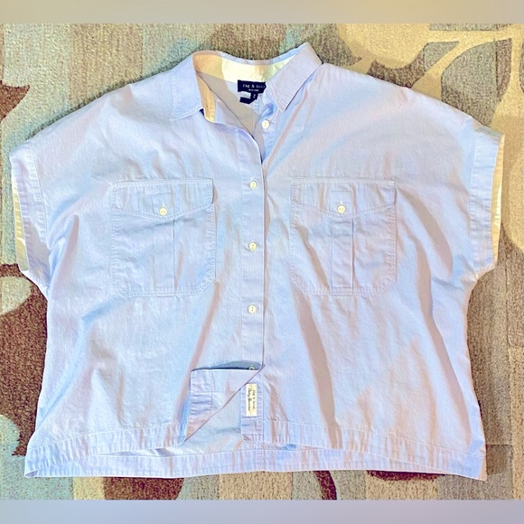 Rag N Bone NY Short Sleeve Striped Pearson Button Down Boxy Cotton Camp Shirt - Picture 3 of 9